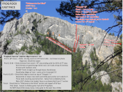 Frog Rock East Face with new routes drawn in
